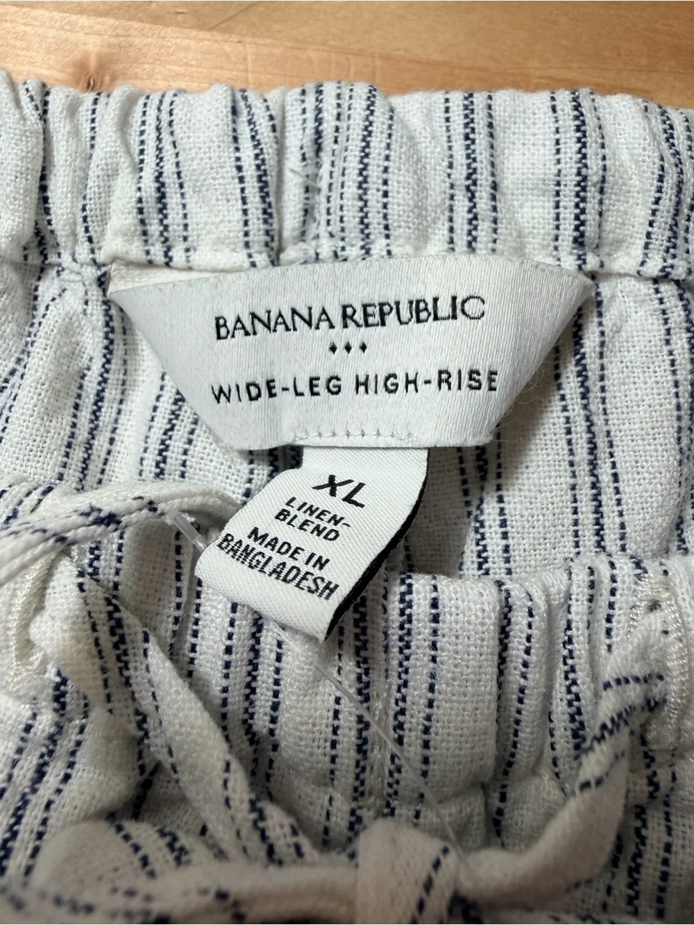 Banana Republic Women’s Wide Leg Linen Striped Drawstring Pants